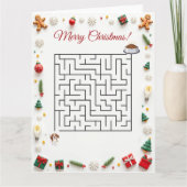 Cute Beagle Dog Christmas Maze Puzzle Holiday カード (正面)