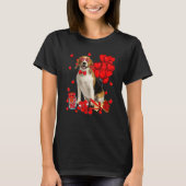 Cute Beagle Dog Funny Heart Valentine's Day Dog Mo Tシャツ (正面)