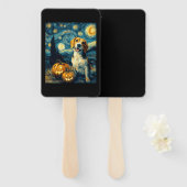 Cute beagle Dog Halloween Jack O Lantern Pumpkin F ハンドファン (正面&裏面)