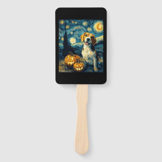 Cute beagle Dog Halloween Jack O Lantern Pumpkin F ハンドファン (正面)