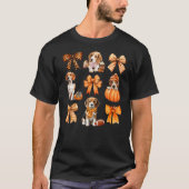 Cute Beagle Dog Lovers Coquette Bows Pumpkin Autum Tシャツ (正面)