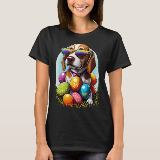 Cute Beagle Easter Eggs Dog Costume Womens Mens Ki Tシャツ (正面)