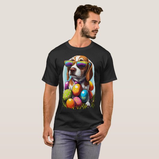 Cute Beagle Easter Eggs Dog Costume Womens Mens Ki Tシャツ (正面フル)