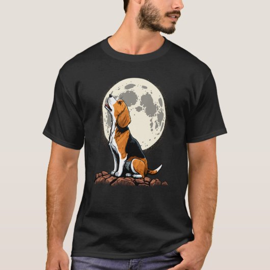 Cute Beagle Howling at the Moon Beagle Mom Tシャツ (正面)