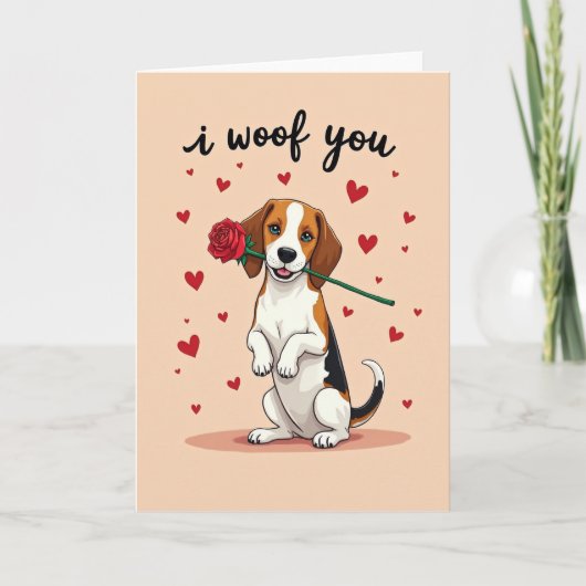 Cute Beagle I Woof You Card カード (正面)