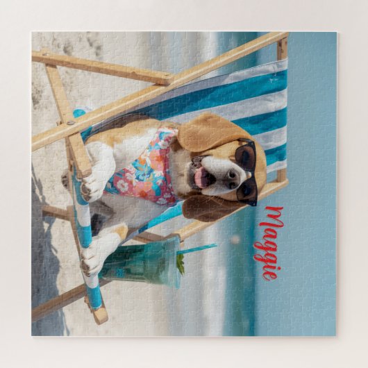 Cute Beagle Personalized Puzzle ジグソーパズル (横)