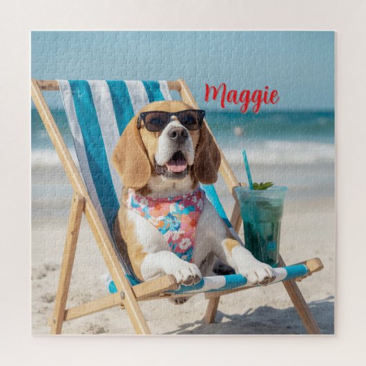 Cute Beagle Personalized Puzzle ジグソーパズル (縦)