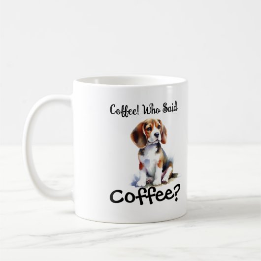 Cute '' Beagle Pup  Brown personaize コーヒーマグカップ (左)