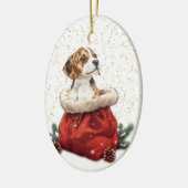 Cute Beagle Puppy Dog Christmas Gift Bag セラミックオーナメント (左)