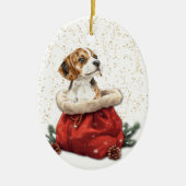 Cute Beagle Puppy Dog Christmas Gift Bag セラミックオーナメント (正面)