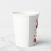 Cute Beagle with Red Roses Hearts Floral Valentine 紙コップ (右)