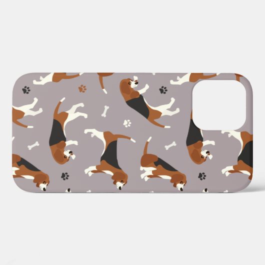 Cute Beagles Paws and Bones Gray Case-Mate iPhoneケース (裏面 (横))