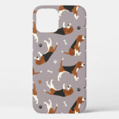 Cute Beagles Paws and Bones Gray Case-Mate iPhoneケース (裏面)