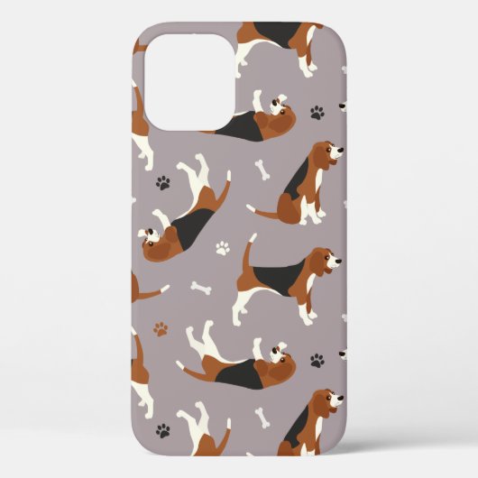 Cute Beagles Paws and Bones Gray Case-Mate iPhoneケース (裏面)