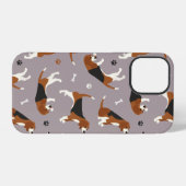 Cute Beagles Paws and Bones Gray iPhoneケース (裏面横)