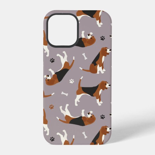 Cute Beagles Paws and Bones Gray iPhoneケース (裏面)