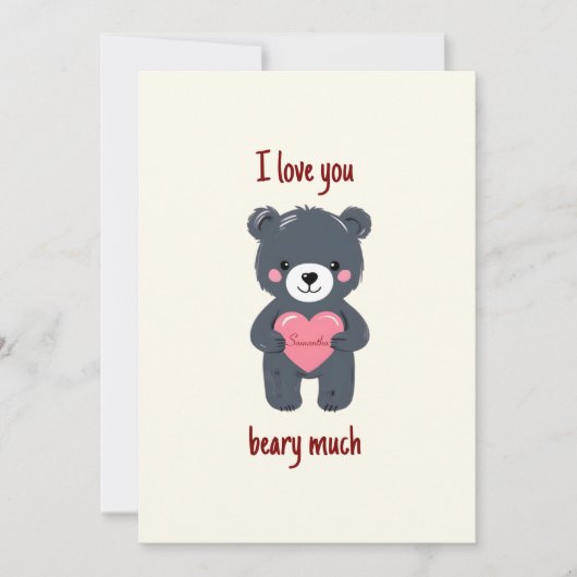 Cute Bear and Heart with name Valentine´s Card  シーズンカード (正面)