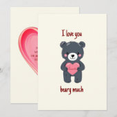 Cute Bear and Heart with name Valentine´s Card  シーズンカード (正面/裏面)