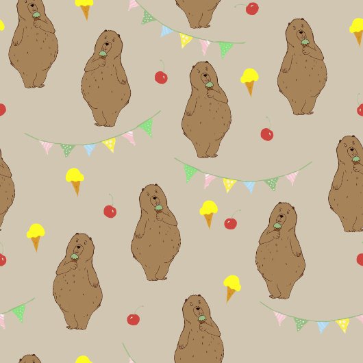 Cute Bear and Ice Cream Pattern  エプロン