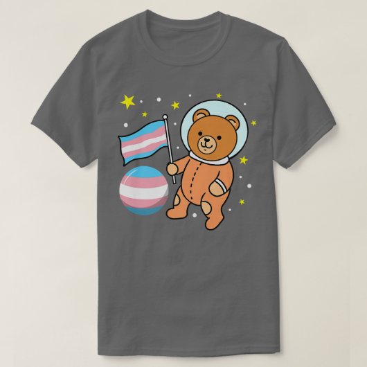 Cute Bear Astronaut Trans Pride Tシャツ (デザイン正面)