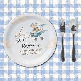Cute Bear Baby Shower Boy party ペーパープレート