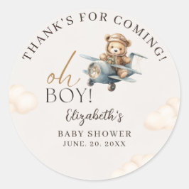Cute Bear Baby Shower Boy party ラウンドシール