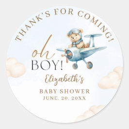 Cute Bear Baby Shower Boy party ラウンドシール