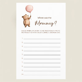 Cute Bear Baby Shower Guessing Game Flyer チラシ