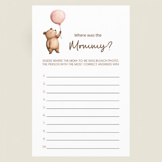 Cute Bear Baby Shower Guessing Game Flyer チラシ
