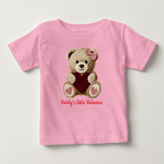 cute bear baby's first valentines bodysuit T-Shirt ベビーTシャツ (正面)