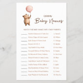 Cute Bear Balloon Baby Shower Celebrity Names Game チラシ (正面)
