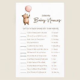 Cute Bear Balloon Baby Shower Celebrity Names Game チラシ