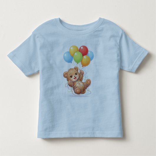 Cute Bear Balloon Birthday Toddler T-Shirt トドラーTシャツ (正面)