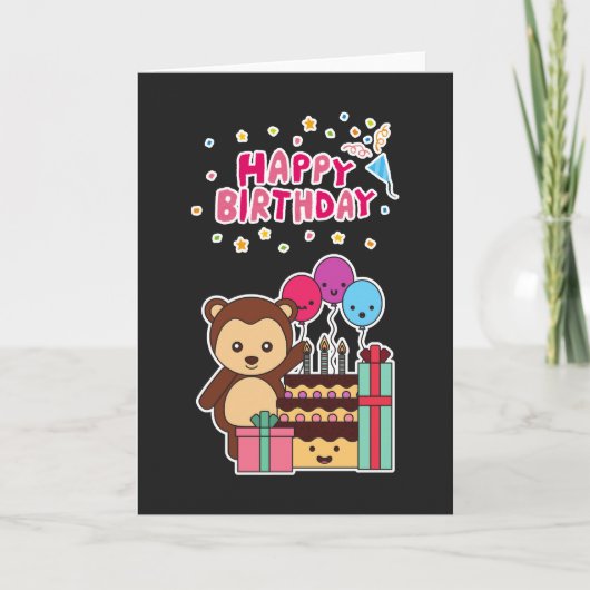 Cute Bear Birthday Celebration - Adorable Cartoon  カード (正面)