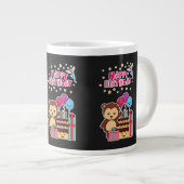 Cute Bear Birthday Celebration - Adorable Cartoon  ジャンボコーヒーマグカップ (正面右)