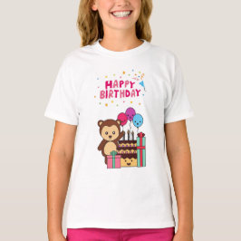 Cute Bear Birthday Celebration - Adorable Cartoon  Tシャツ