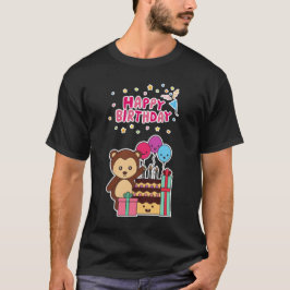 Cute Bear Birthday Celebration - Adorable Cartoon  Tシャツ