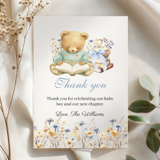Cute Bear Books Baby Shower Thank you サンキューカード