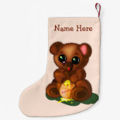 Cute Bear Christmas Stockings Personalized Name スモールクリスマスストッキング (裏面)