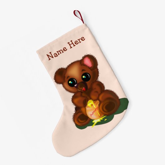 Cute Bear Christmas Stockings Personalized Name スモールクリスマスストッキング (裏面 (吊り時))