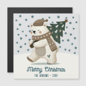 Cute Bear Christmas Tree Drawing Christmas Card (正面/裏面)