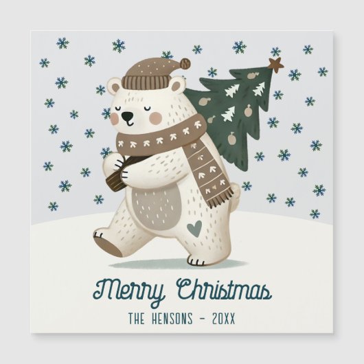 Cute Bear Christmas Tree Drawing Christmas Card (正面)