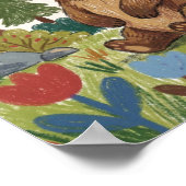 Cute Bear Crayon Drawing Kid ポスター (角)