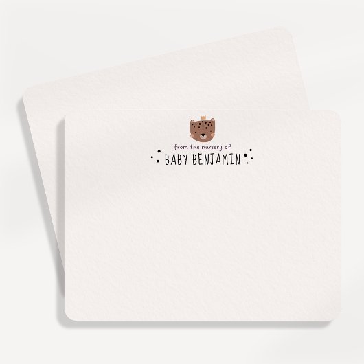 Cute Bear Crown Baby Boy Nursery Note Card 招待状