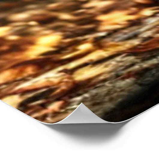 Cute Bear Cub with Greenery ポスター (角)