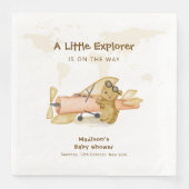 Cute Bear Explorer World Map Airplane Baby Shower  (正面)