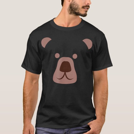 Cute Bear Face Funny Cartoon Halloween Bear Silhou Tシャツ (正面)