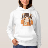 Cute Bear Girl Hoodie Cozy Anime Style Sweatshirt パーカ (正面)