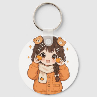 Cute bear girl keychain kawaii anime accessory キーホルダー