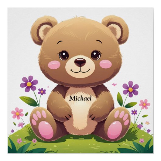 Cute Bear – Glossy Perfect Poster for Kids Room ポスター (正面)